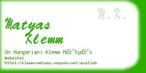 matyas klemm business card